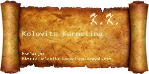 Kolovits Karmelina névjegykártya